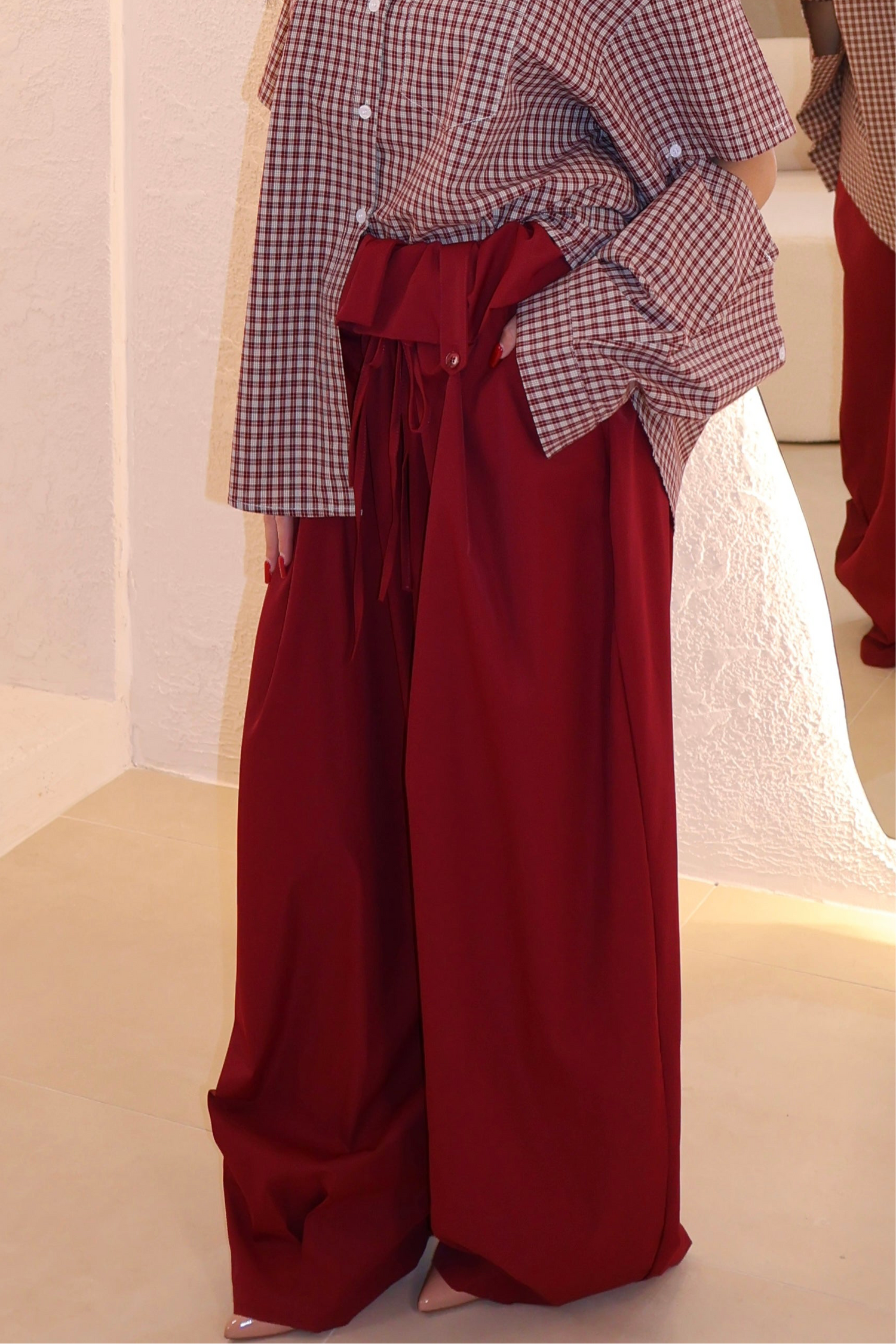 Pantaloni Rouche bordeaux