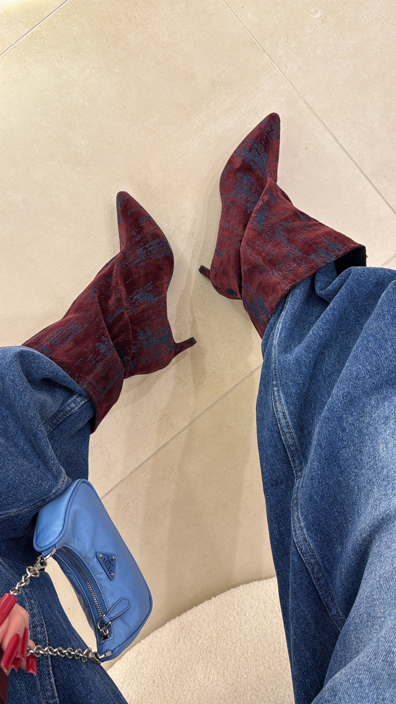 Stivali Chenille corti bordeaux