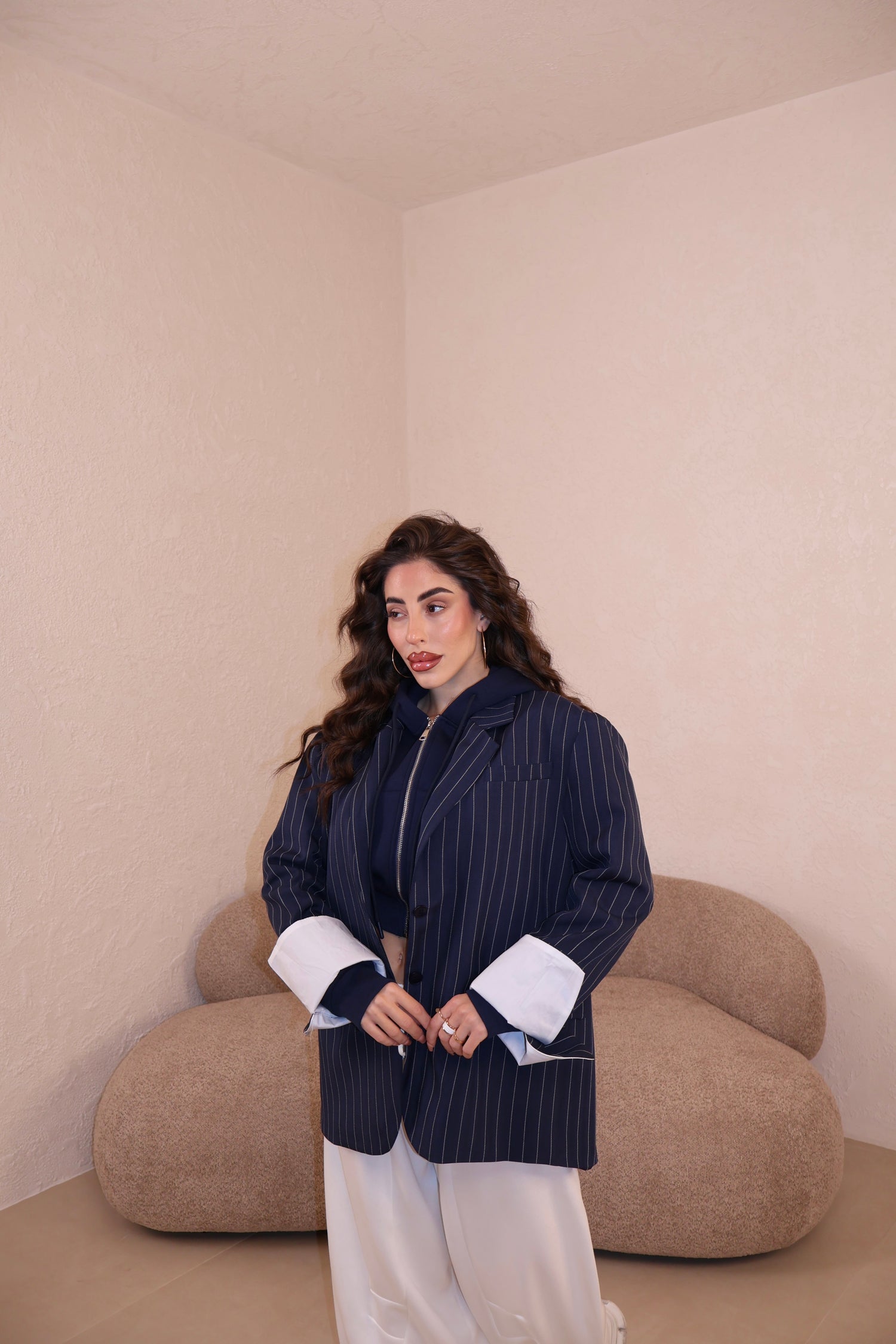 Giacca Over Gessata blue