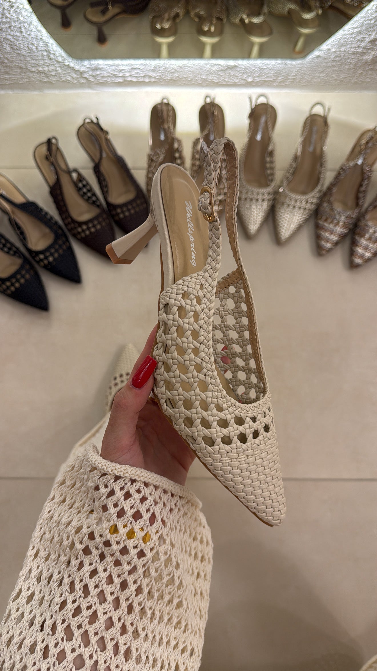 Slingback Crochet beige