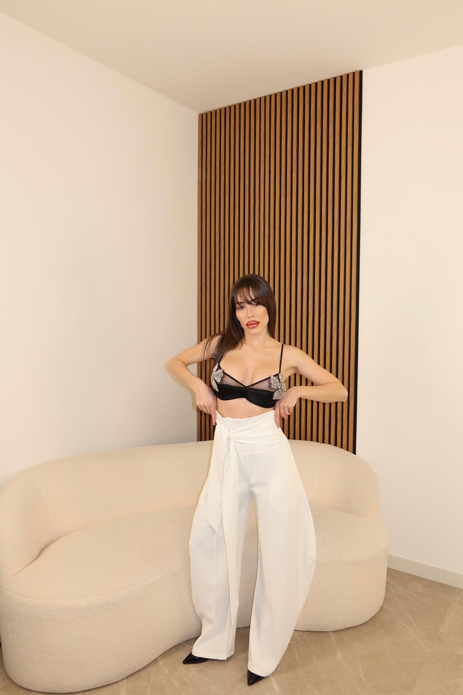 Pantaloni Ballon nodo bianco