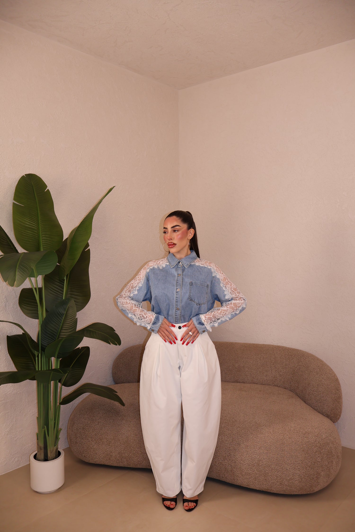 Pantaloni Soft white