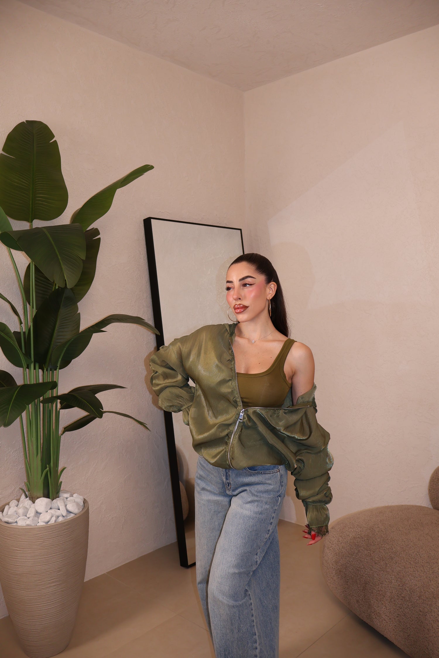 Giacca Satin military