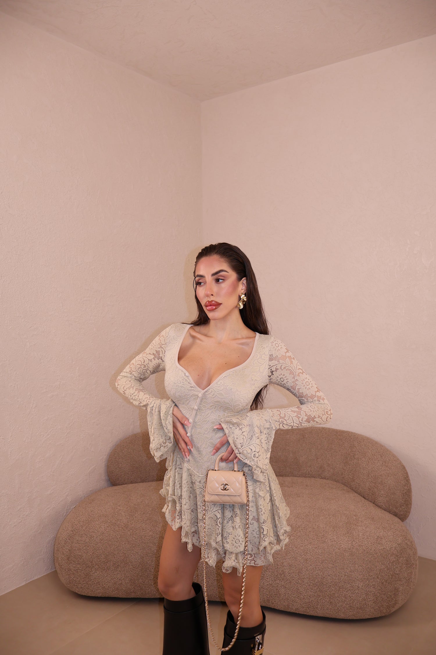 Abito Leonie pizzo beige