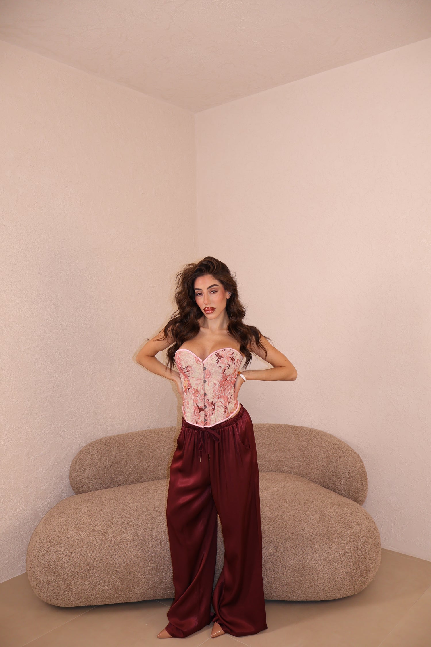 Pantaloni Soft bordeaux