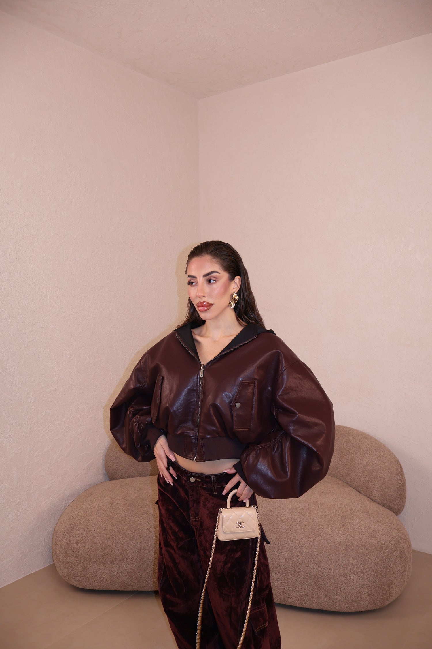 Giacca/Bomber Ecopelle bordeaux