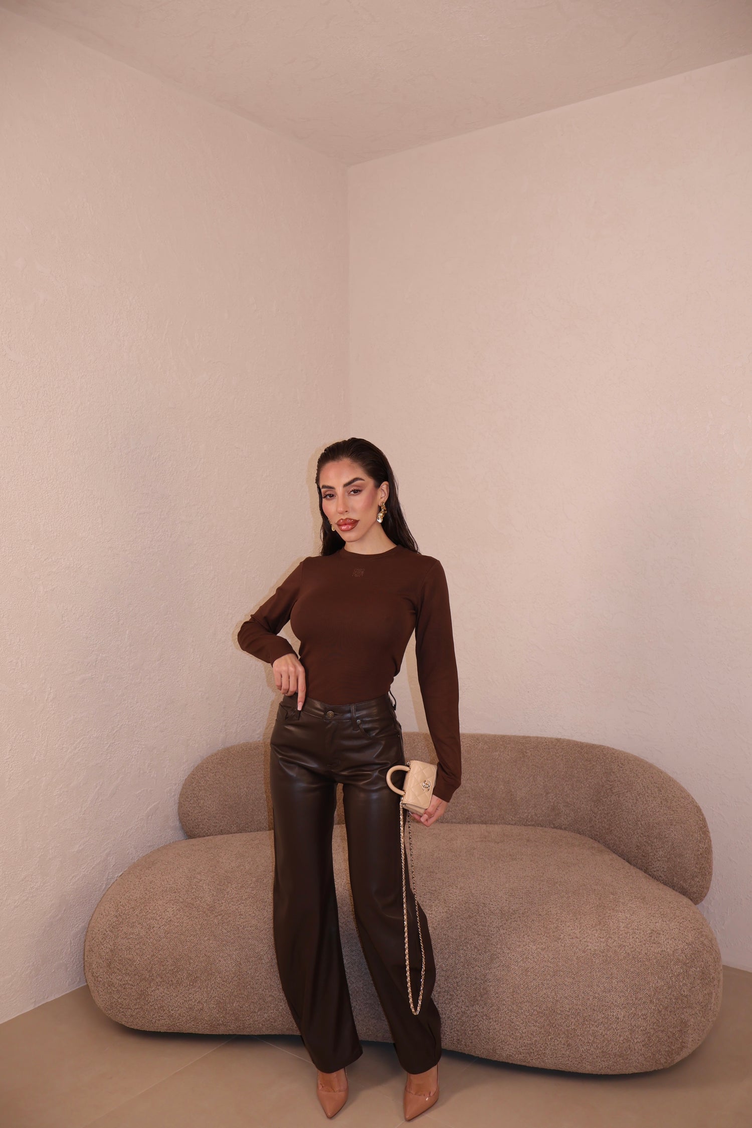 Pantaloni Ecopelle choco