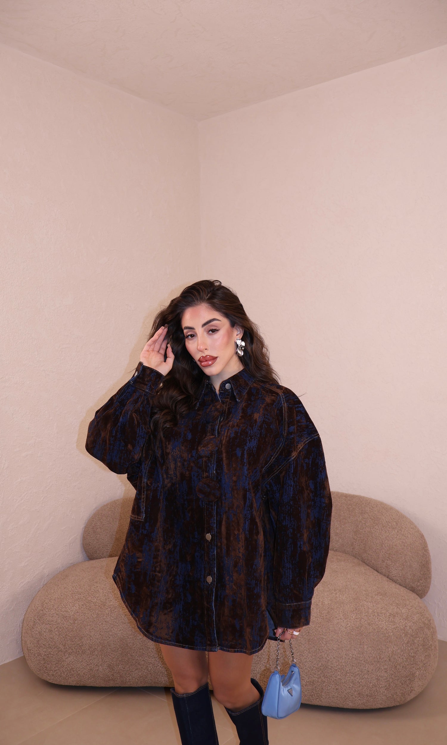 Camicia Over Chenille marrone