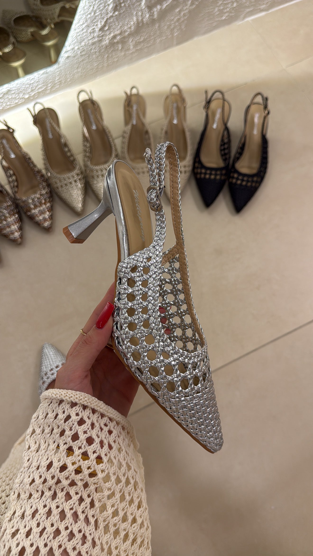 Slingback Crochet silver