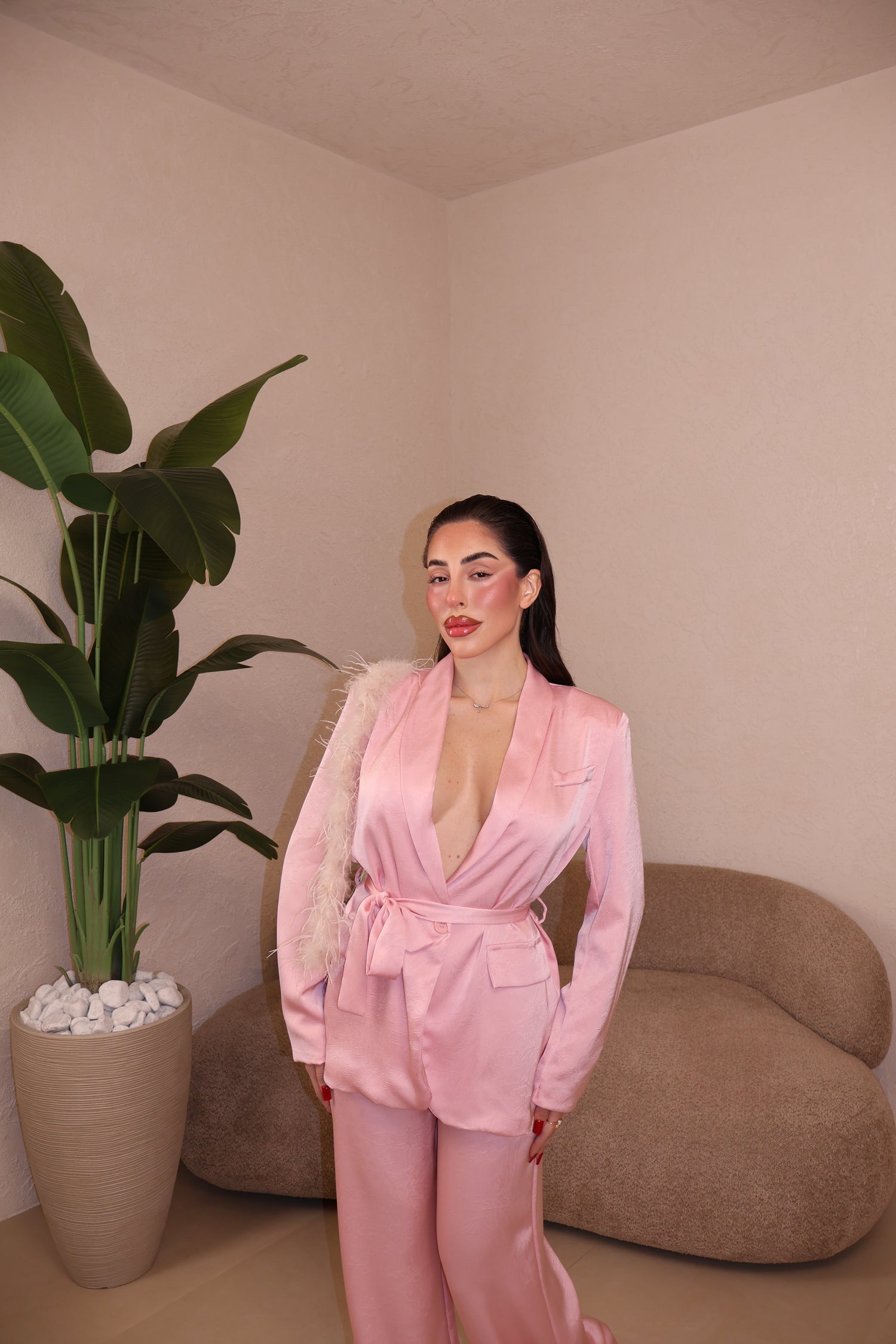 Tailleur Piuma rosa