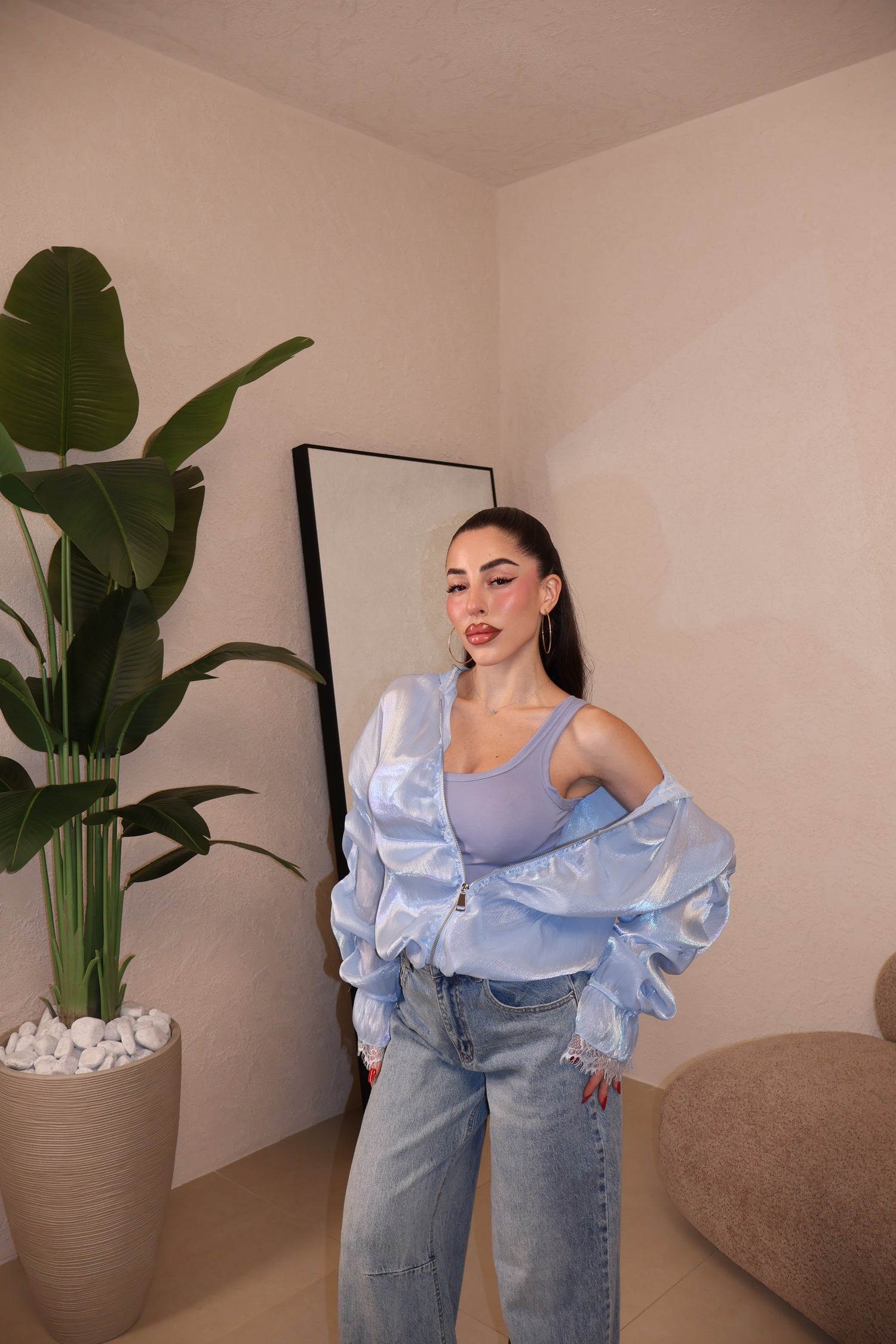 Giacca Satin polvere