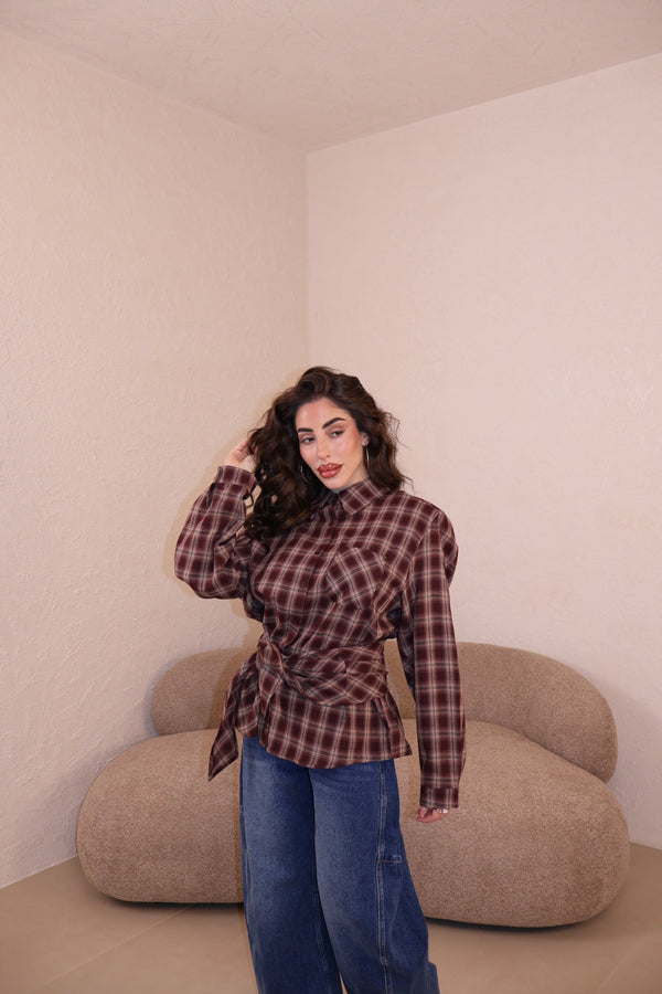 Camicia Vichy Nodo bordeaux
