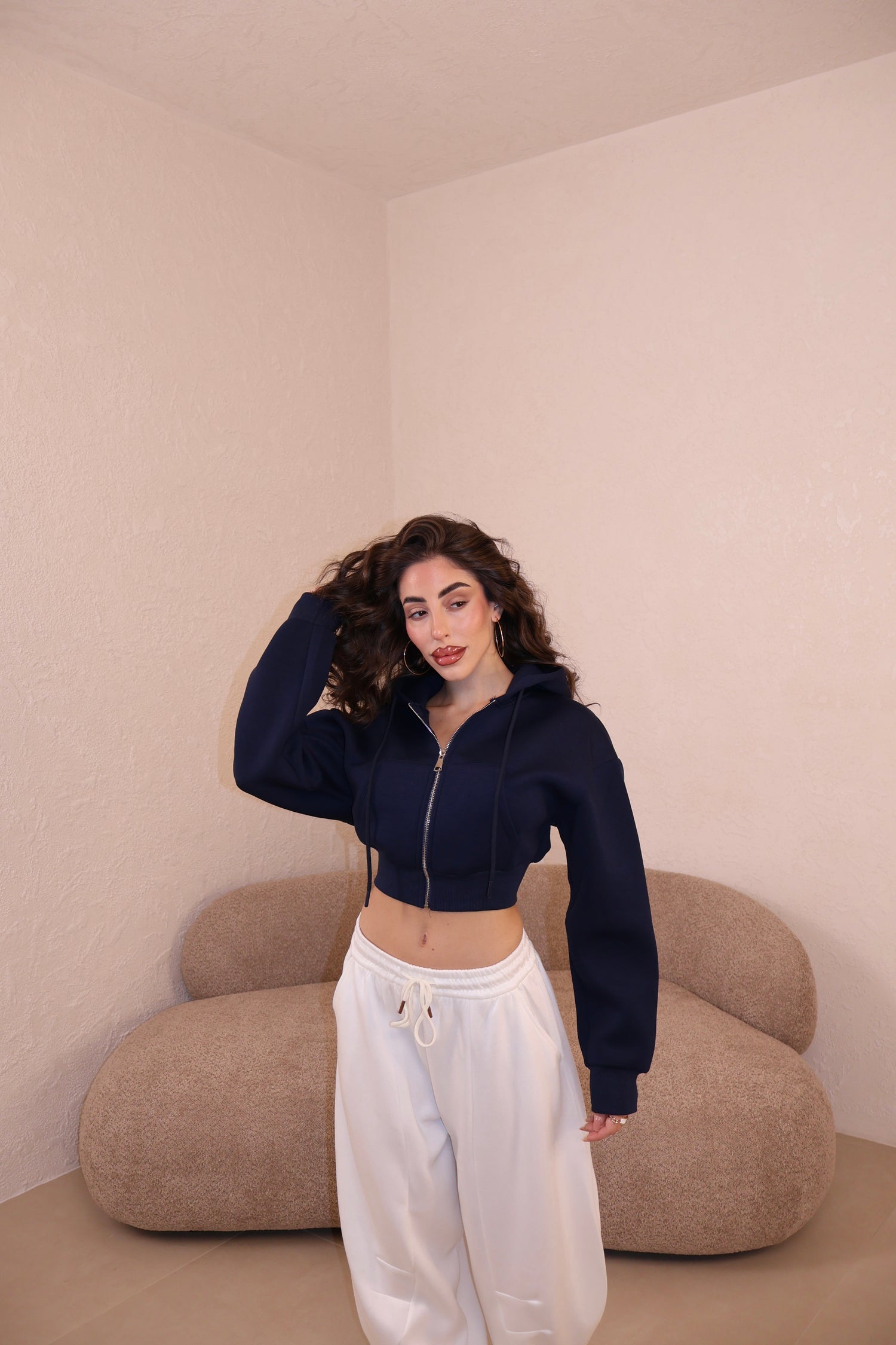 Felpa Crop blue