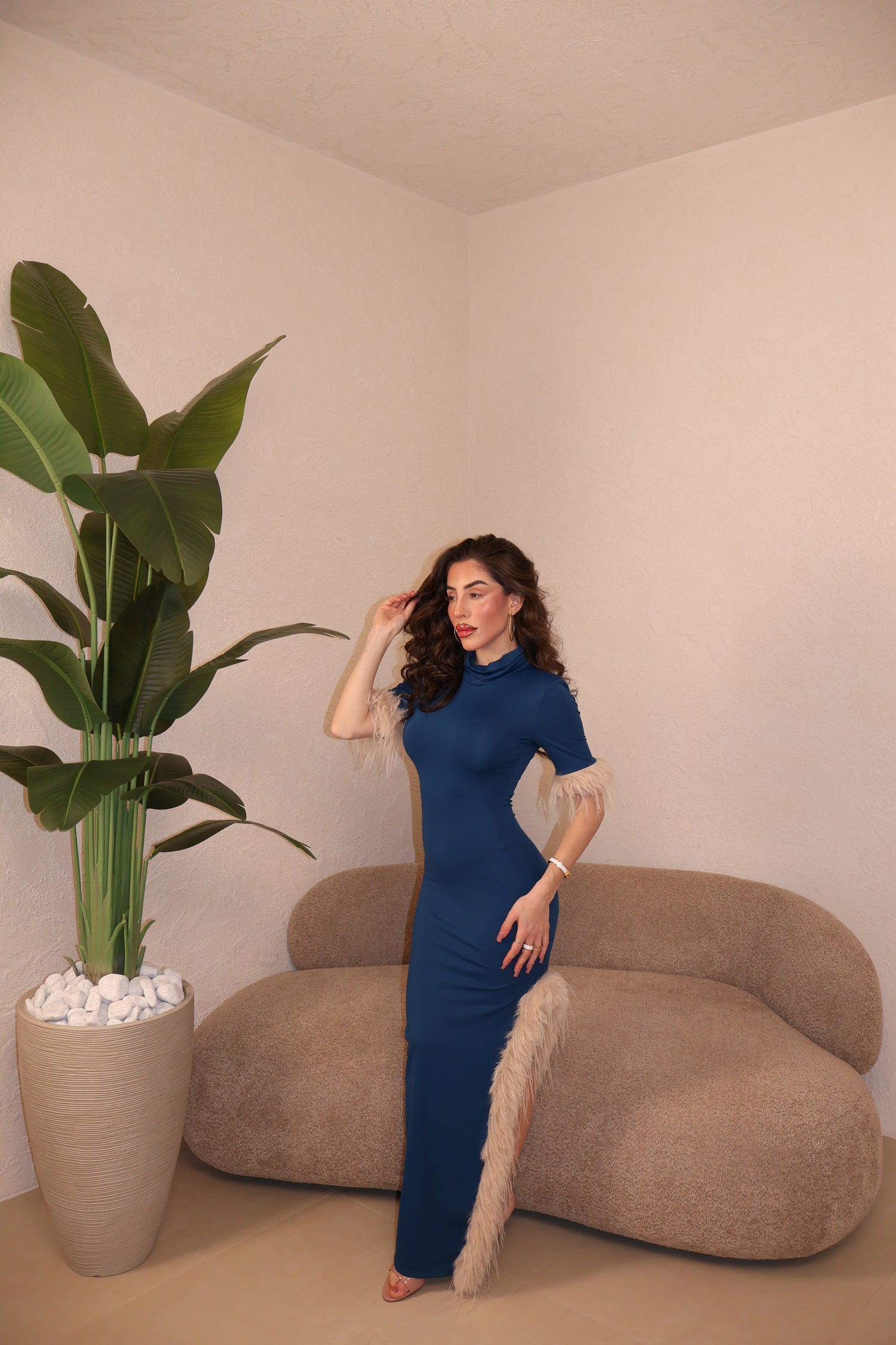 Abito Piume petrolio