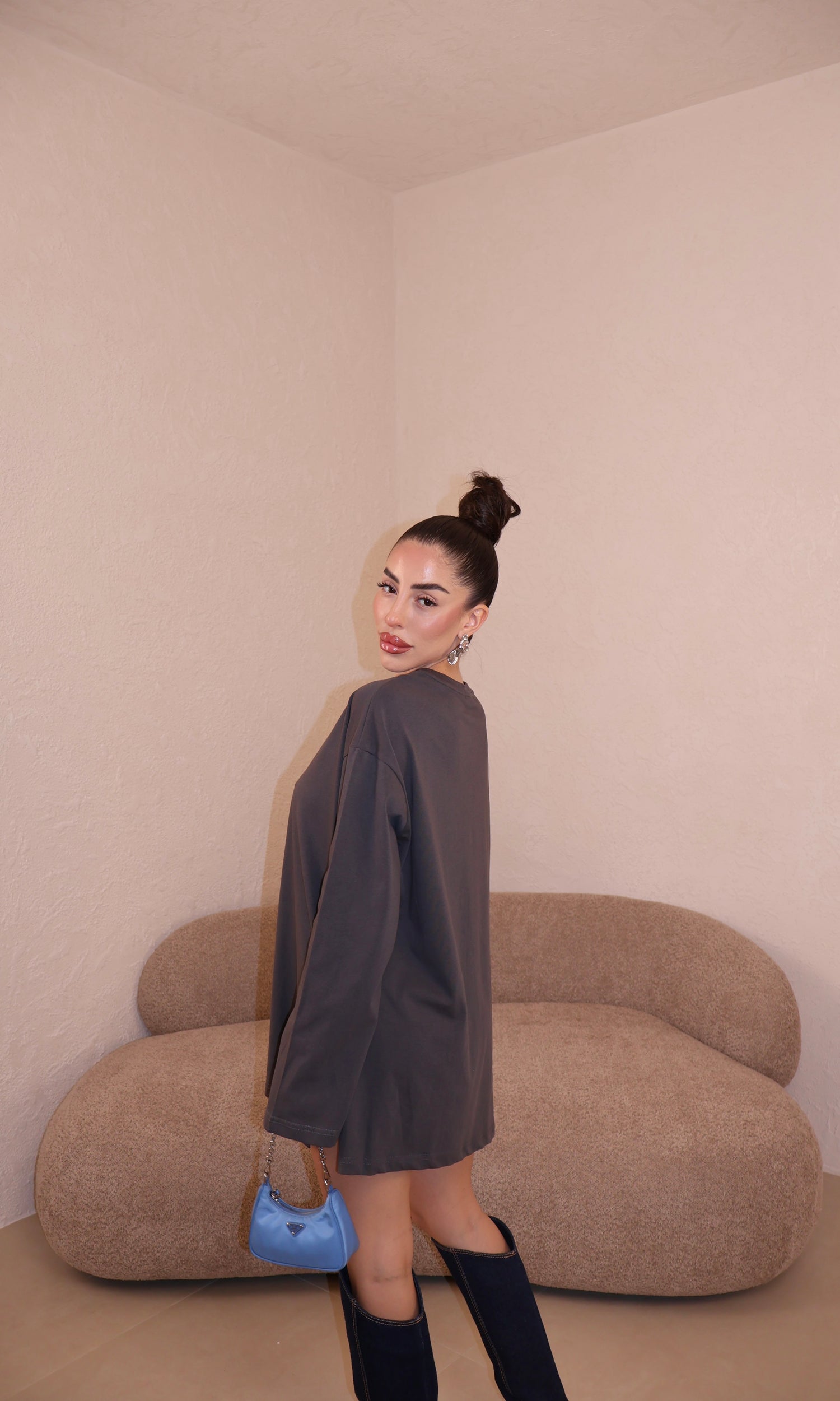 Maglia Over Spacchi grey