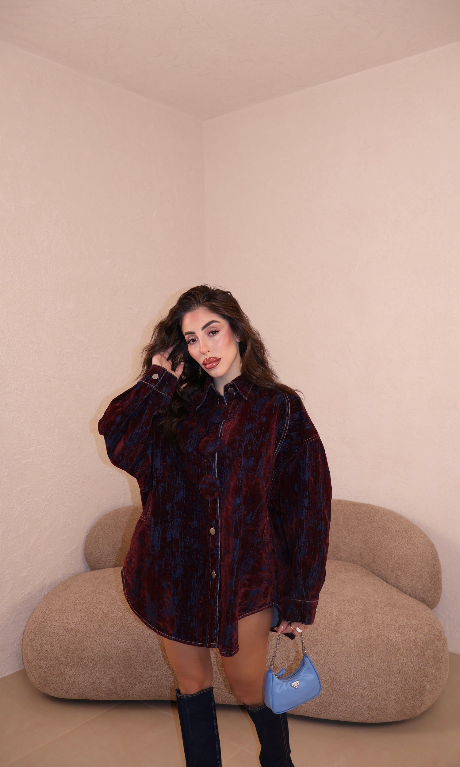 Camicia Over Chenille bordeaux