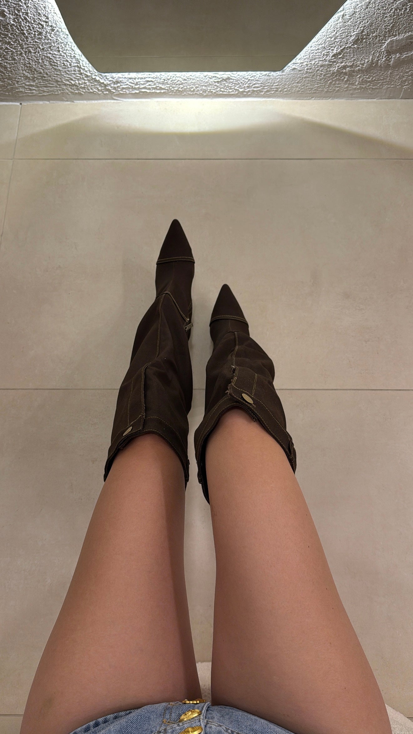 Stivali Button Denim choco