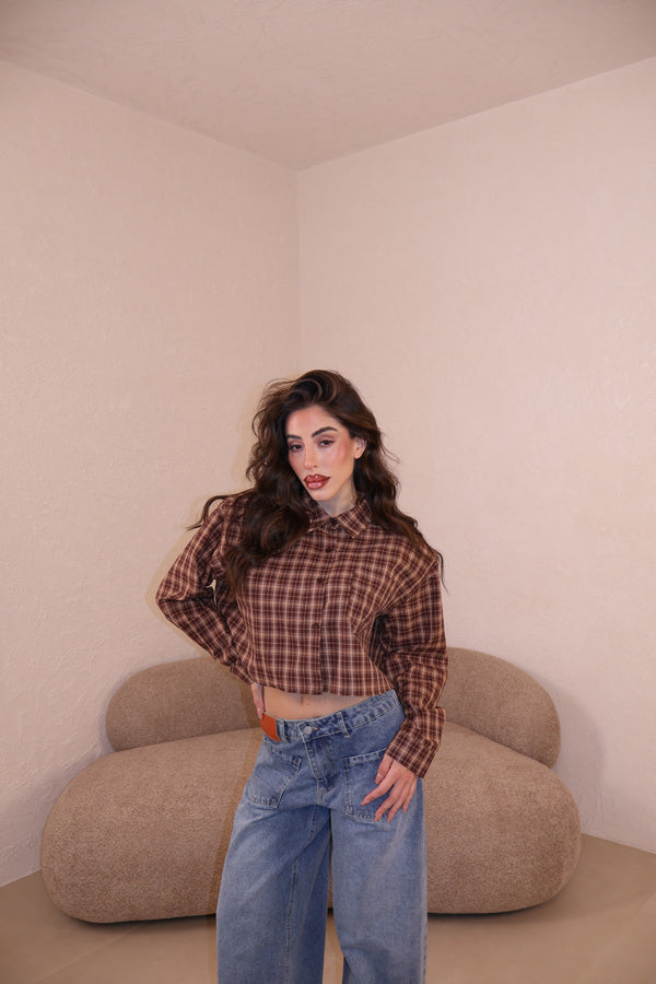 Camicia Vichy crop choco