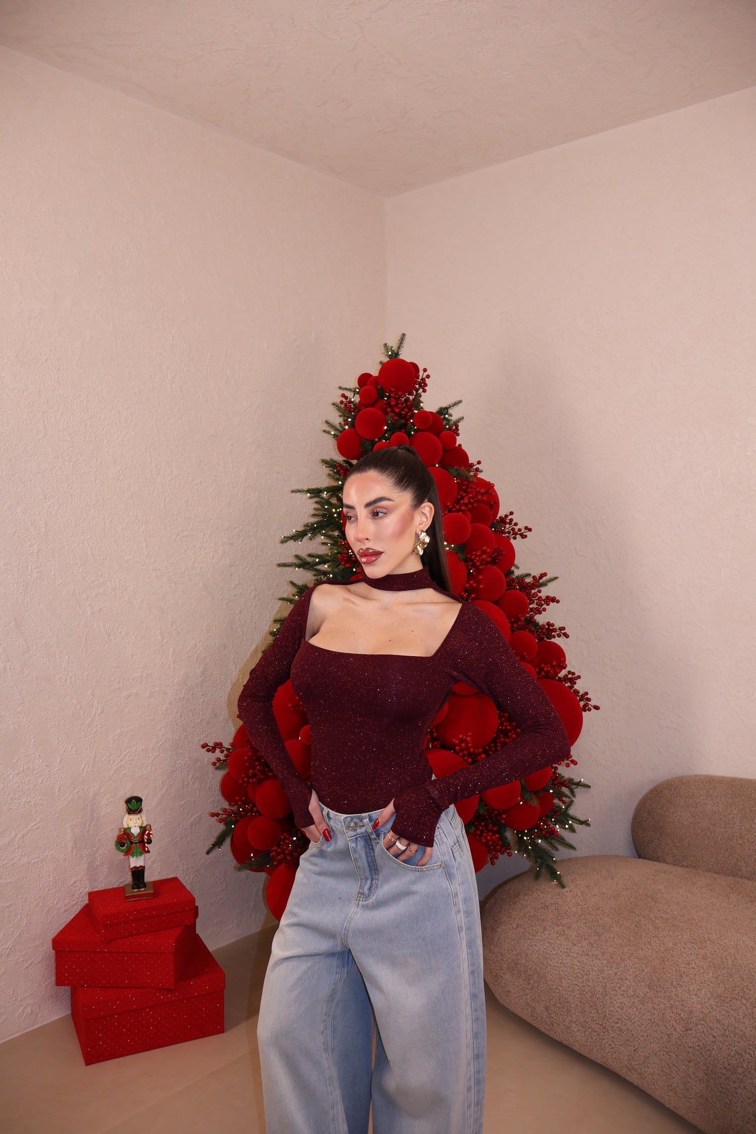 Body Collar Glitter bordeaux