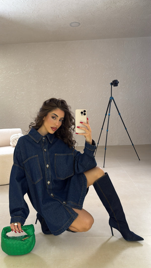 Camicia Over Denim scuro