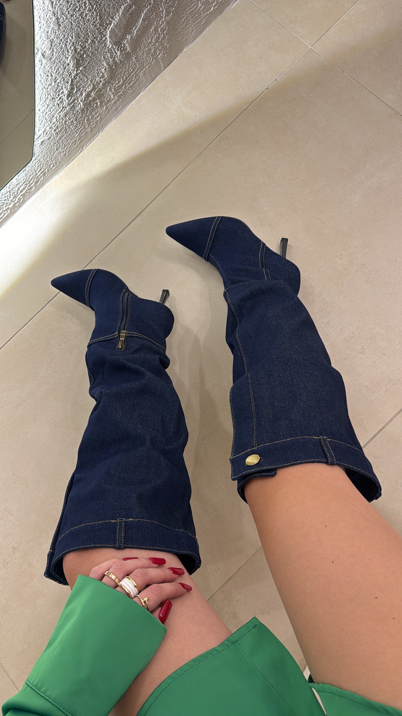 Stivali Button Denim