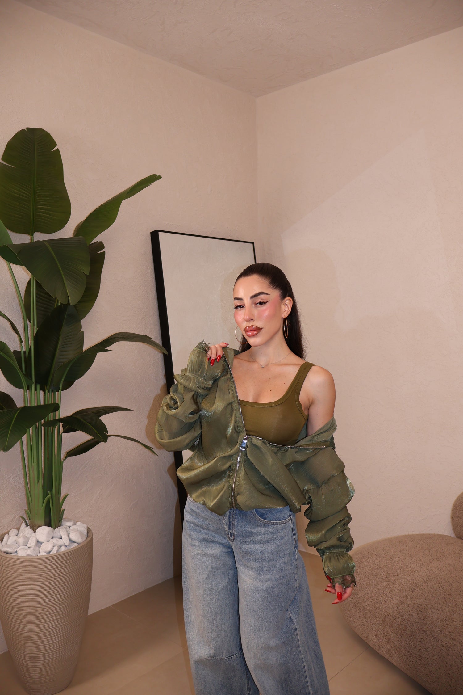 Giacca Satin military