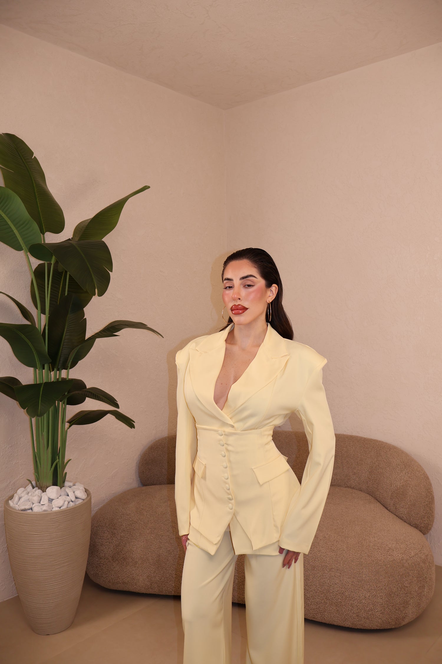 Tailleur Bustier jaune