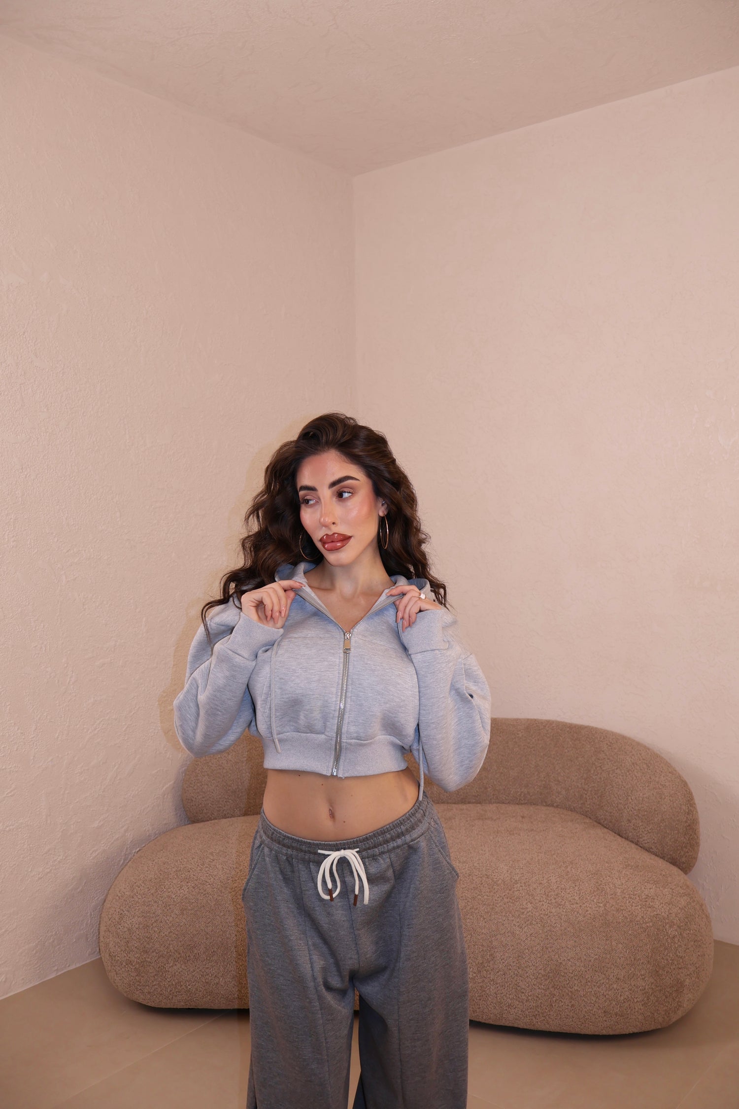 Felpa Crop grey