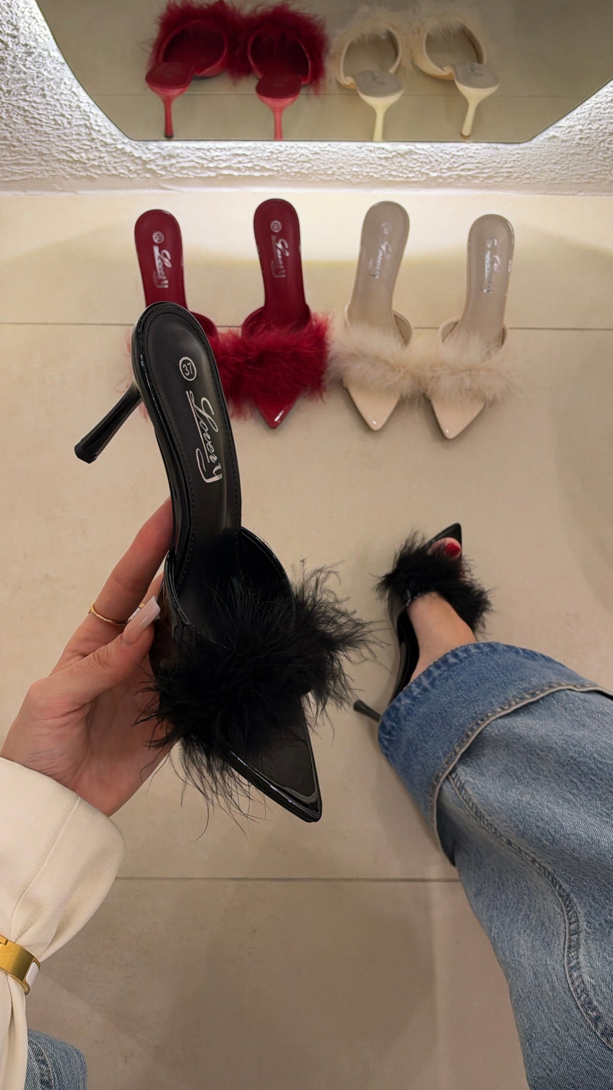 Mules Piume black