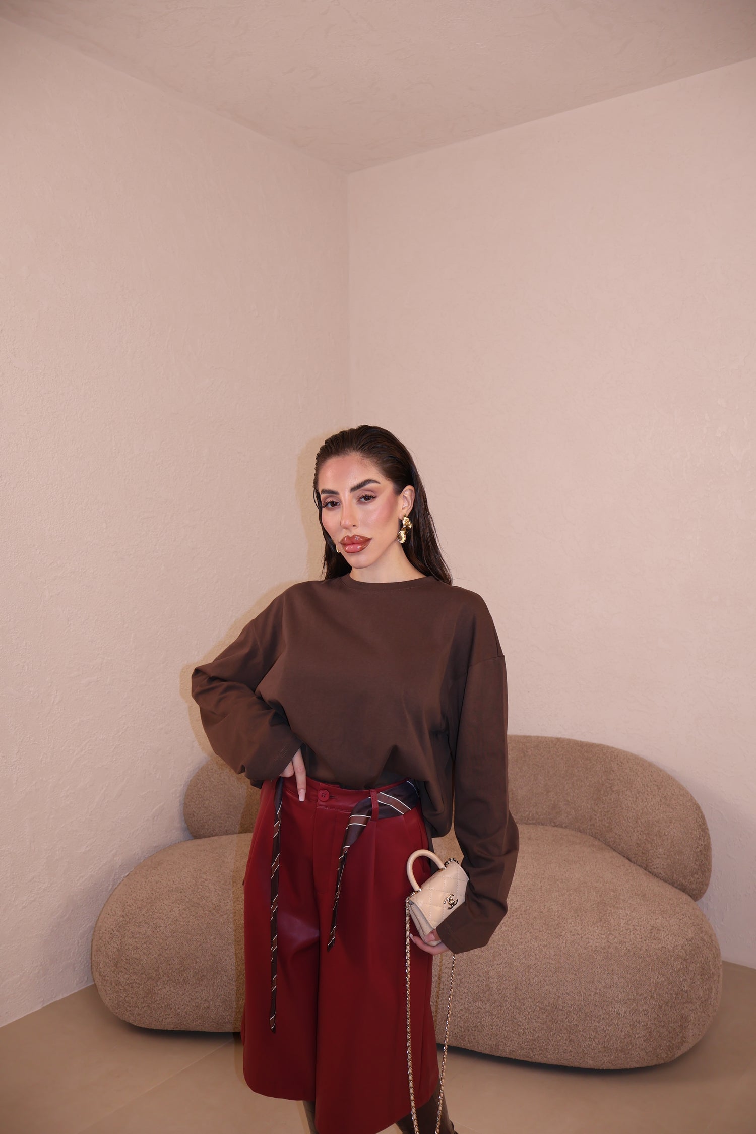 Maglia Over Spacchi choco