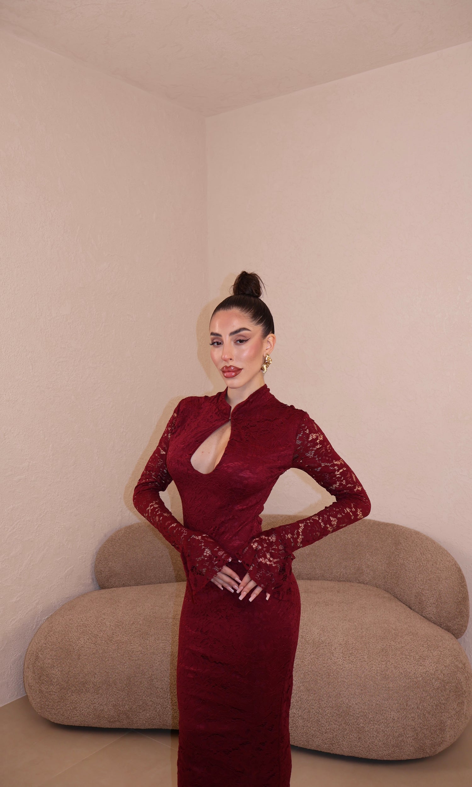 Abito Megan lungo bordeaux