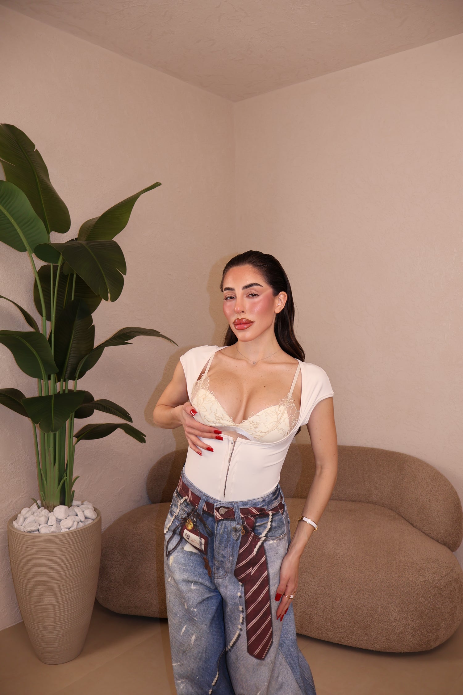 Maglia Corset panna