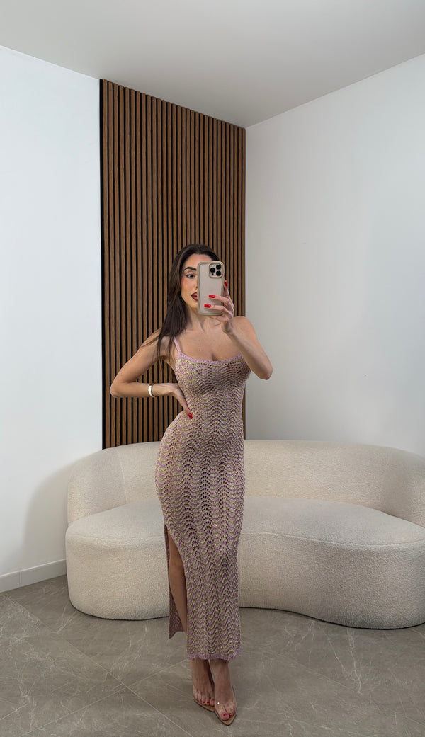 Tubino in filo lurex rosa