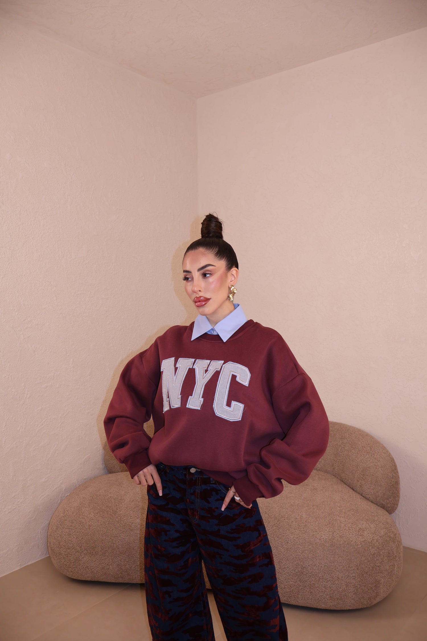 Felpa NYC bordeaux