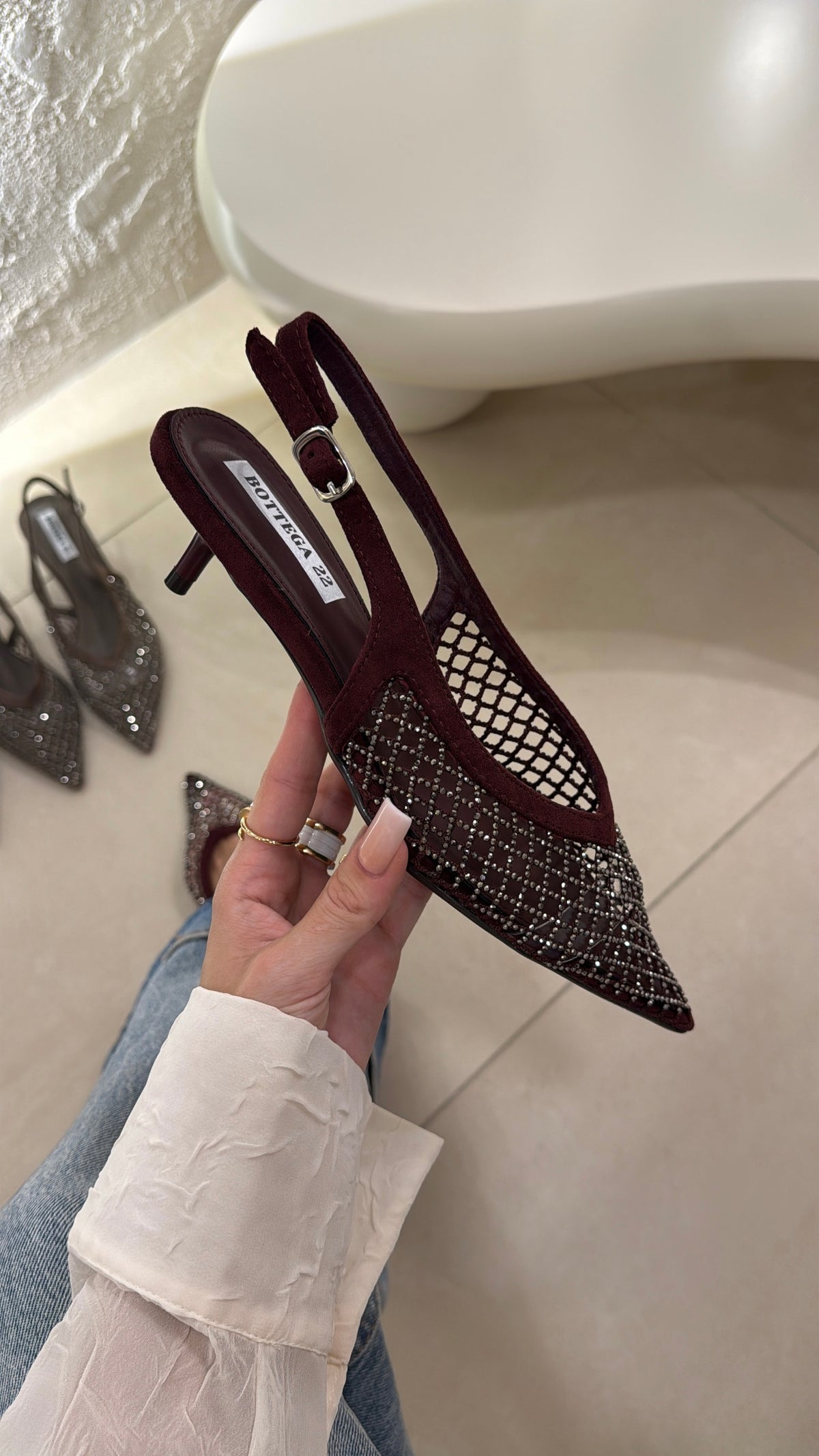 Slingback Rete bordeaux