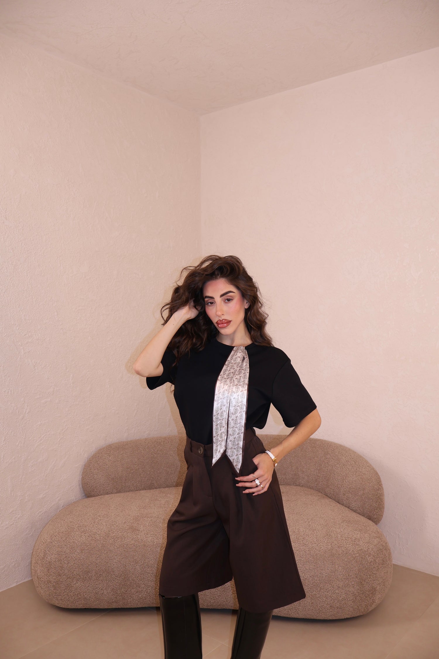 T-Shirt Basic + foulard black