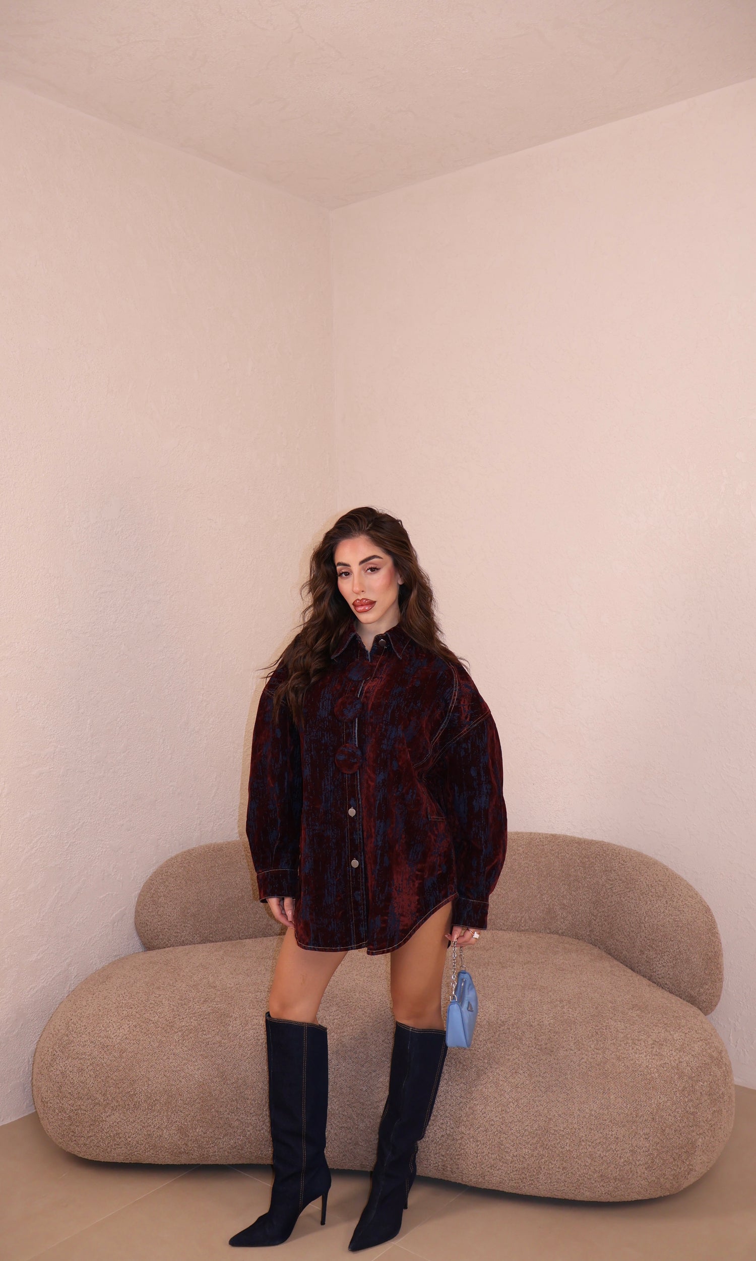 Camicia Over Chenille bordeaux
