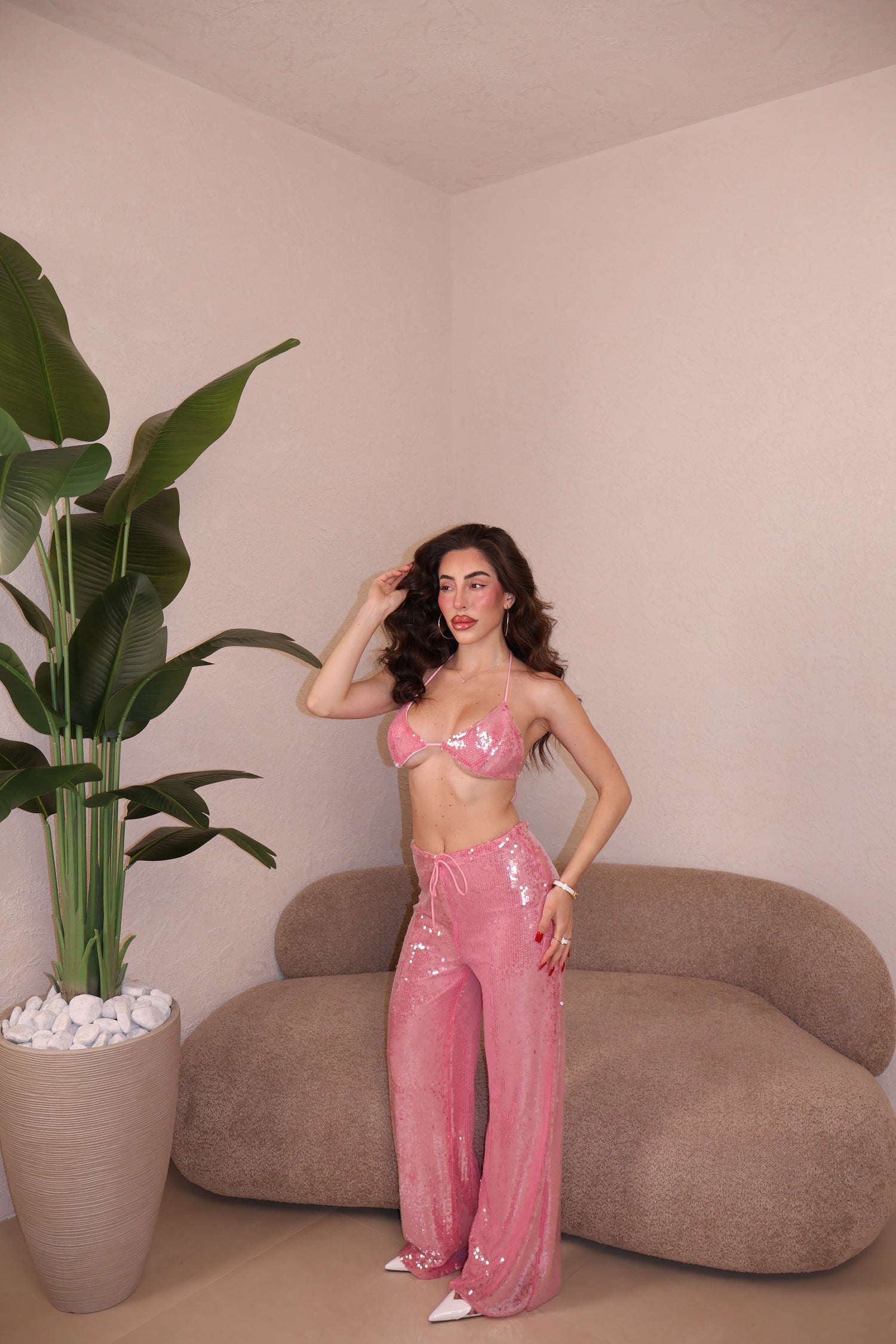 Co/Ord Paillettes rosa