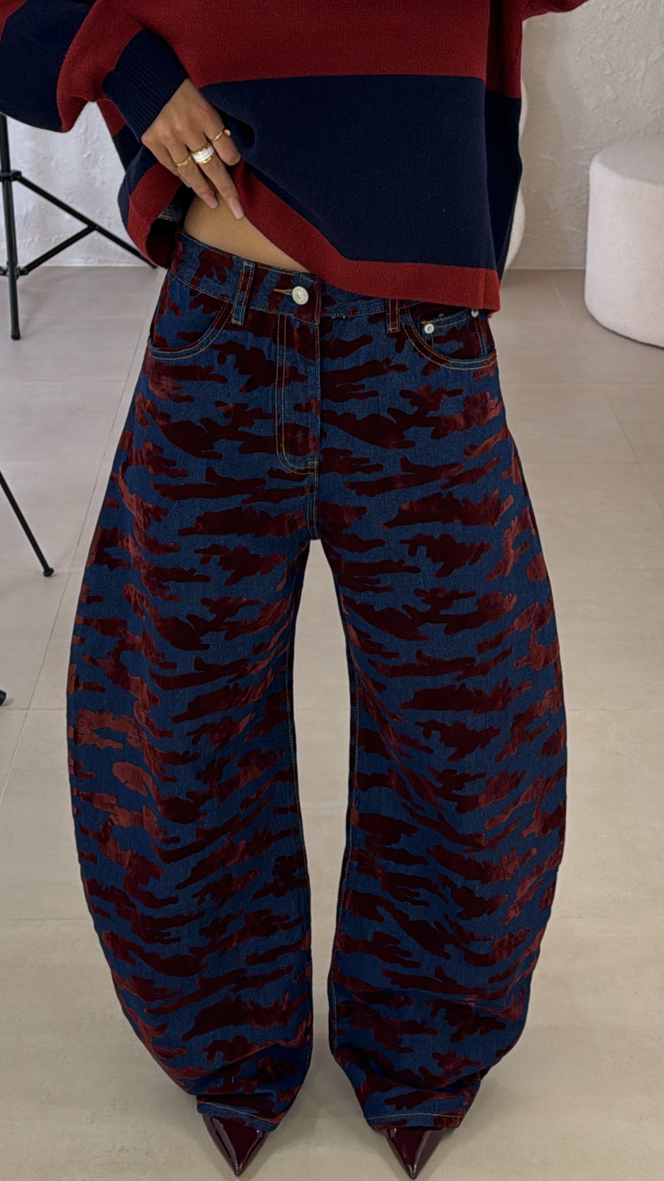 Jeans Balloon Chenille bordeaux