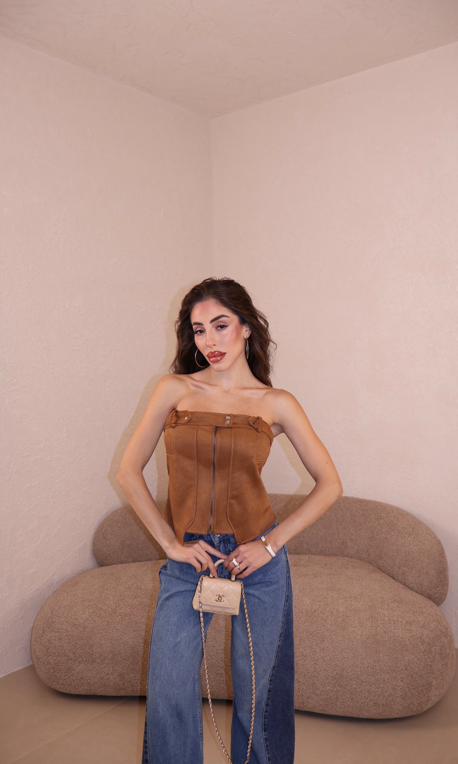 Corset Suede camel