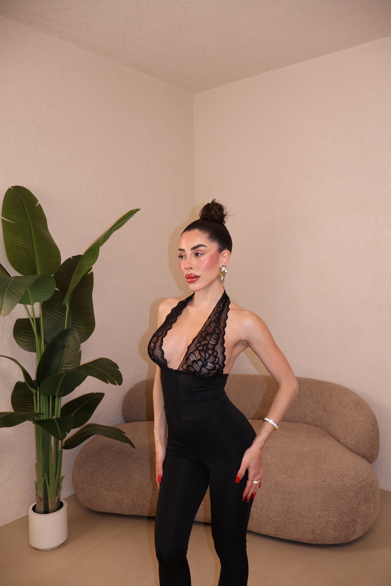 Jumpsuit Bustier Pizzo black