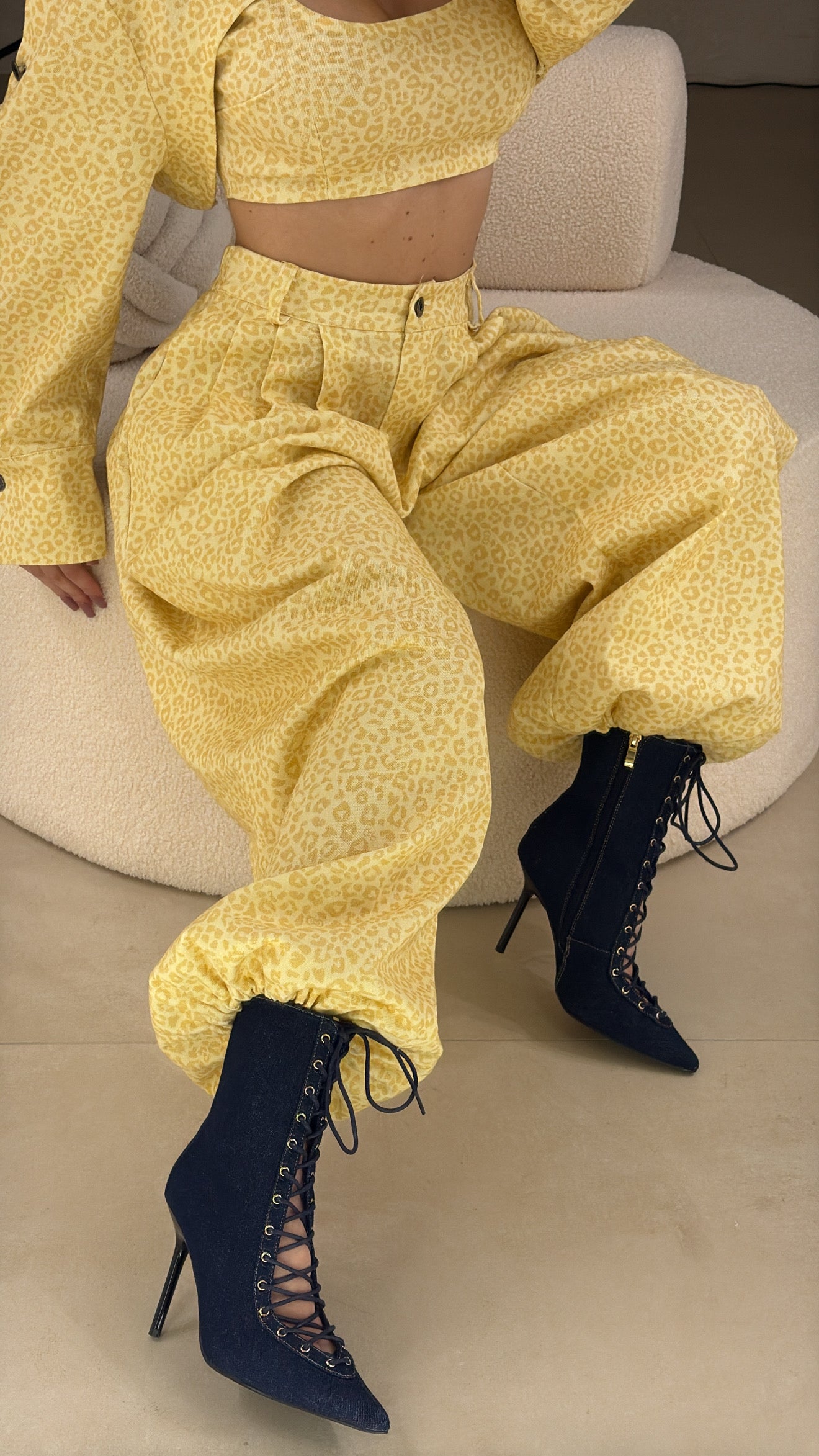 Stivaletti Stringhe Denim scuro