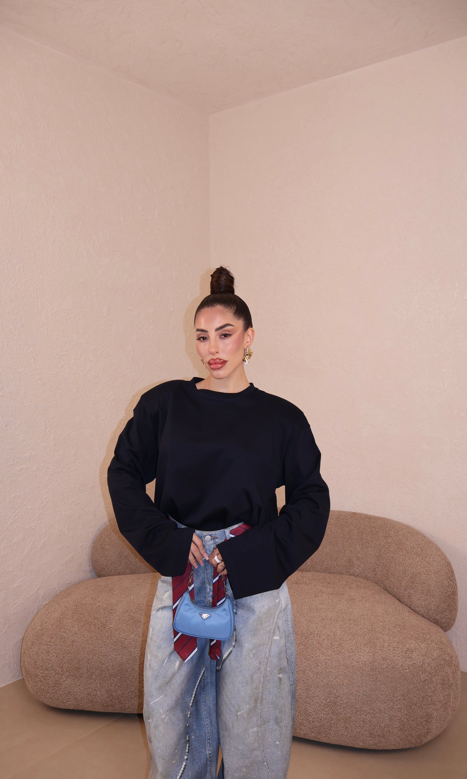 Maglia Over Spalline blu