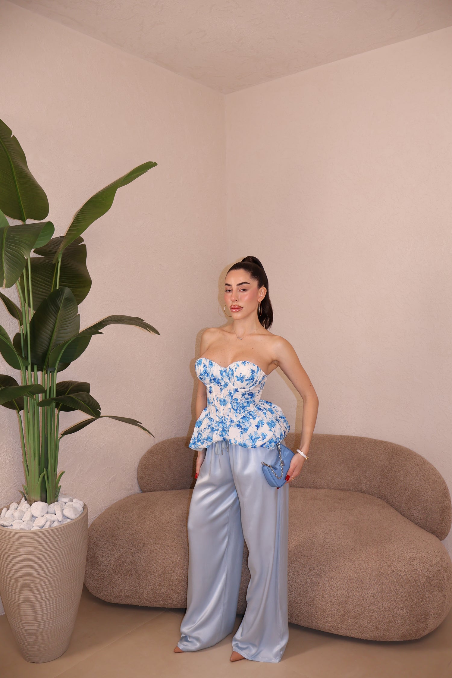 Pantaloni Soft celeste