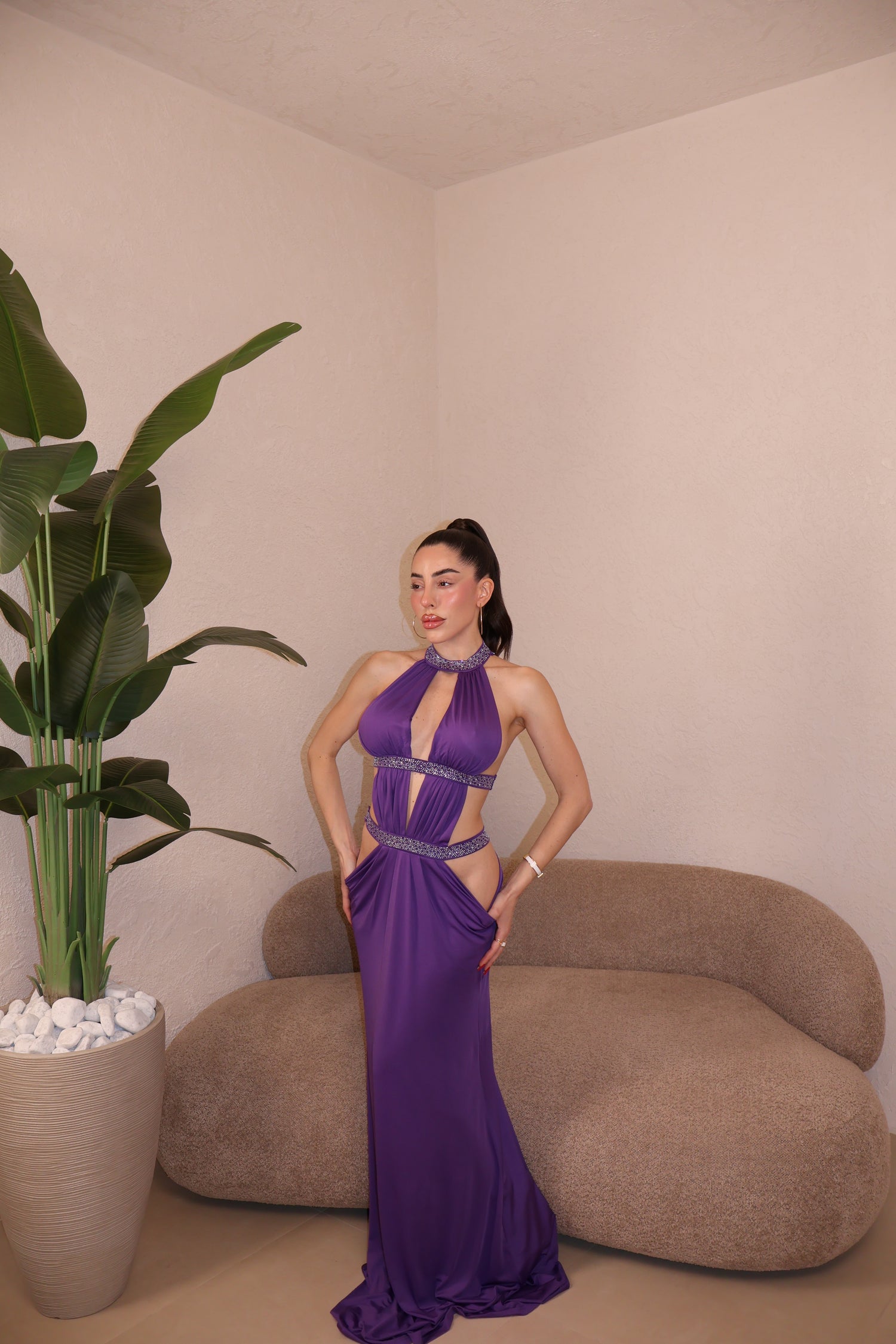 Cut Out Maxi Dress violet
