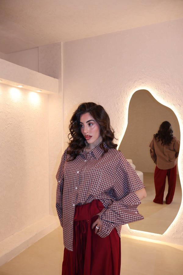 Camicia Vichy bordeaux