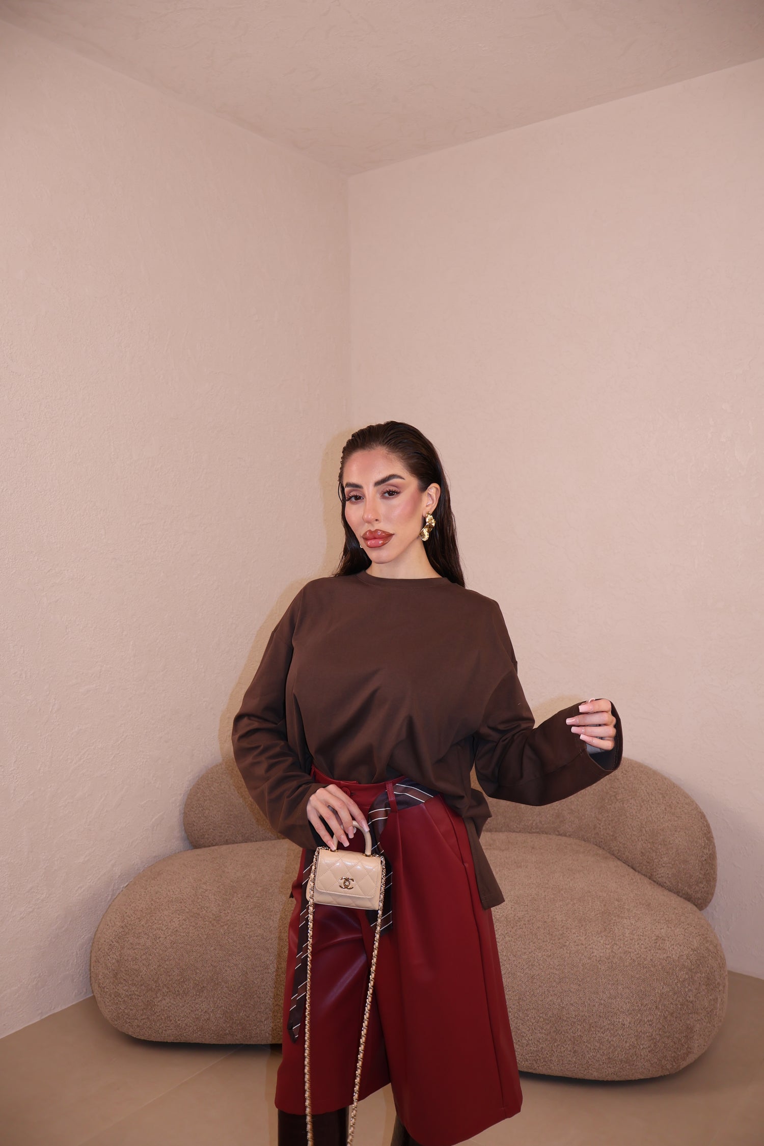 Maglia Over Spacchi choco