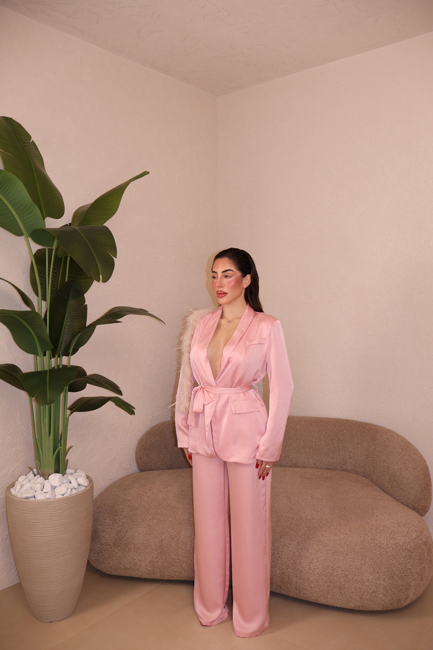 Tailleur Piuma rosa