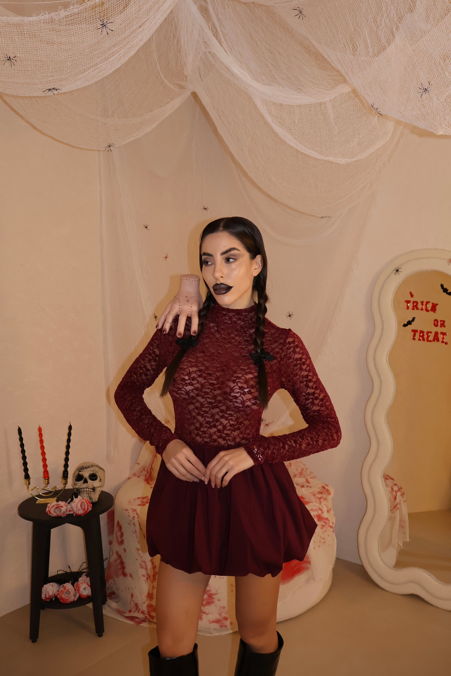 Abito Bella Pizzo bordeaux