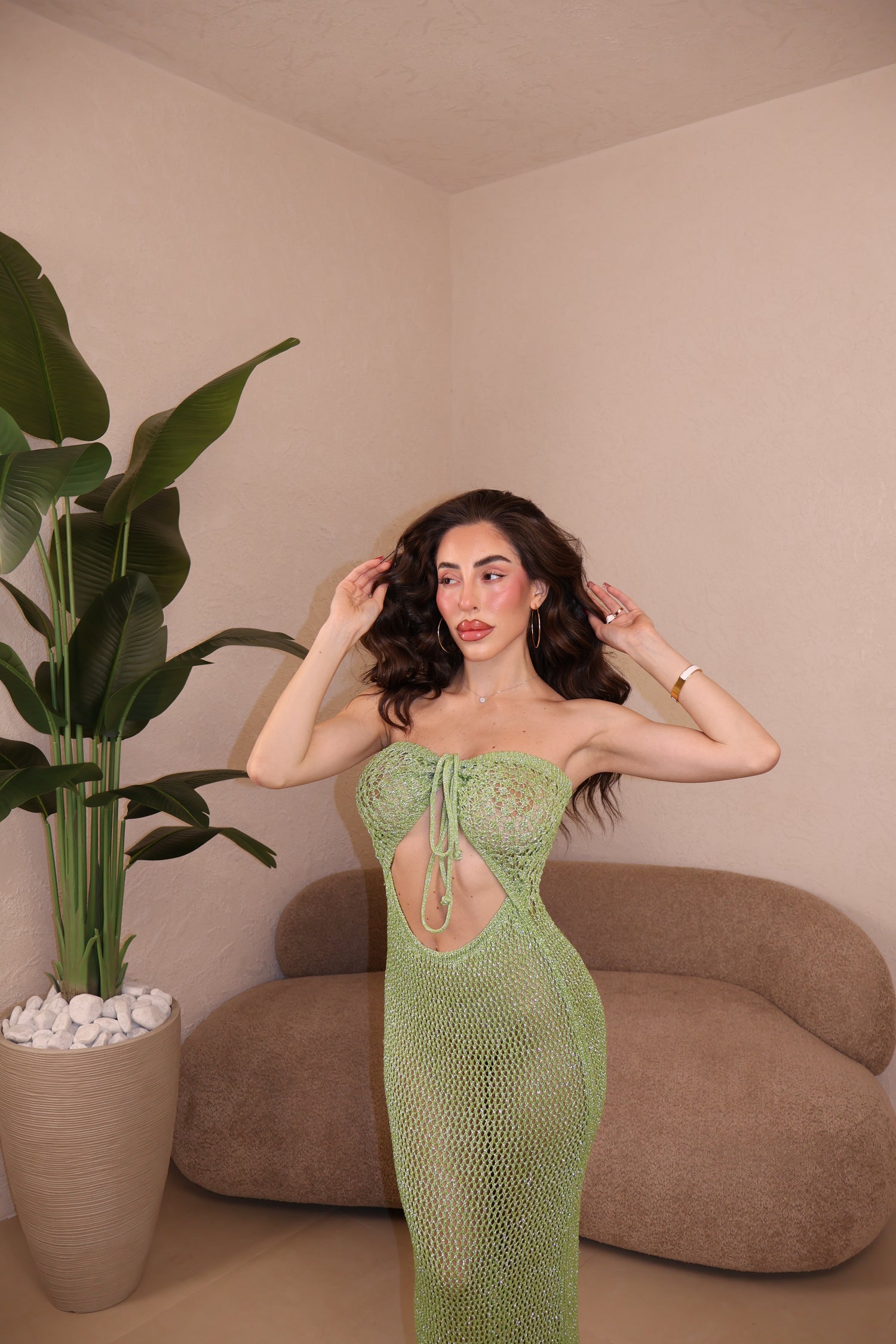 Abito Filo Lurex verde mela